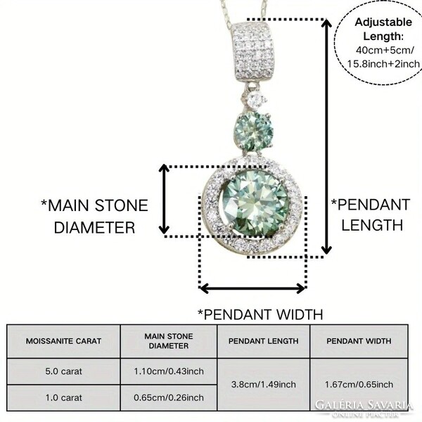 Moissanite 6 karátos Gyémánt Köves Nyaklánc 18K Aranyozott 925 Tiszta Ezüst +ajándékdoboz. Új!
