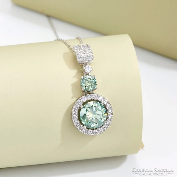 Moissanite 6 karátos Gyémánt Köves Nyaklánc 18K Aranyozott 925 Tiszta Ezüst +ajándékdoboz. Új!