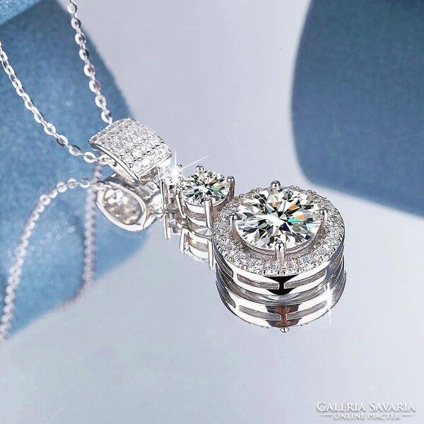 Moissanite 6 karátos Gyémánt Köves Nyaklánc 18K Aranyozott 925 Tiszta Ezüst +ajándékdoboz. Új!