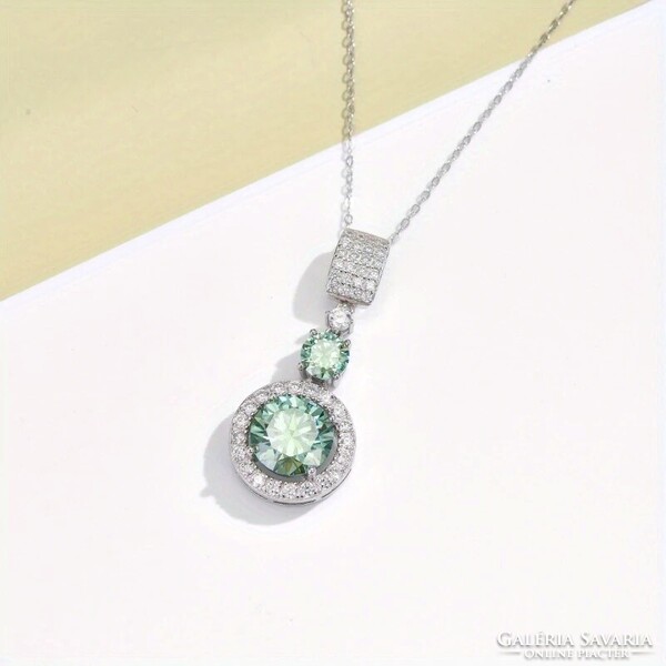 Moissanite 6 karátos Gyémánt Köves Nyaklánc 18K Aranyozott 925 Tiszta Ezüst +ajándékdoboz. Új!