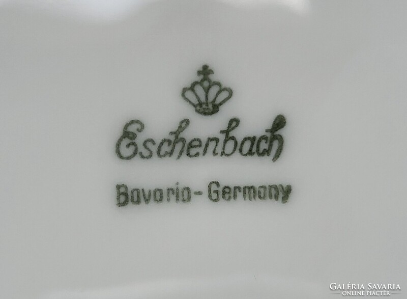 Eschenbach Bavaria német porcelán süteményes készlet kistányér tányér tálaló tál arany széllel virág