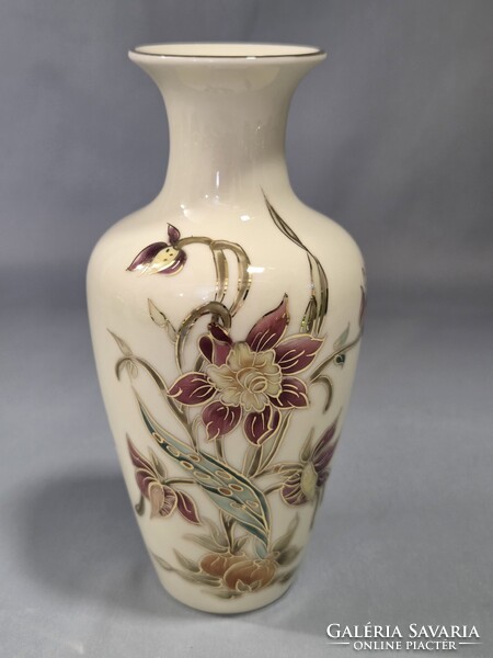 Zsolnay kézzel festett orchideás porcelán váza