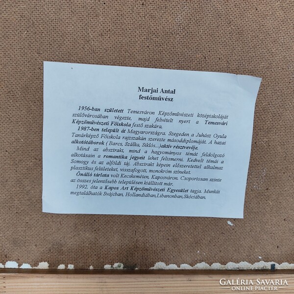 Marjai Antal festőművész Erdei tó című - 95/812- olajfestménye fára, art galériából vásárolva.