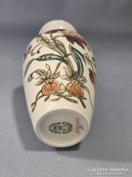 Zsolnay kézzel festett orchideás porcelán váza