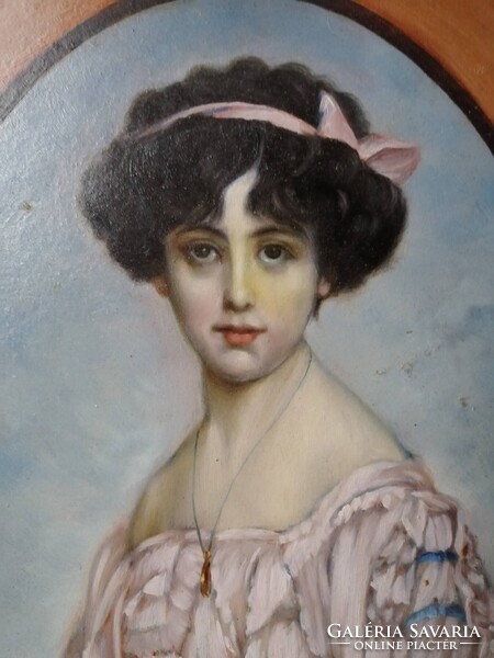 GYÖNYÖRŰ HÖLGYPORTRÉ - KERETEZETT ALKOTÁS FELOLDATLAN JELZÉSSEL