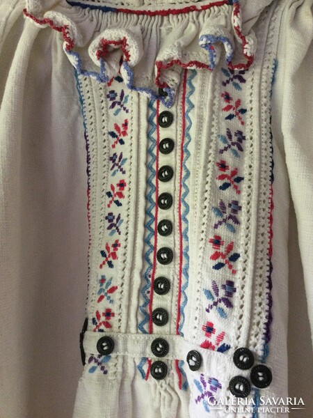 Régi natúr vászon lenvászon hímzett erdélyi paraszt ing blúz ümög