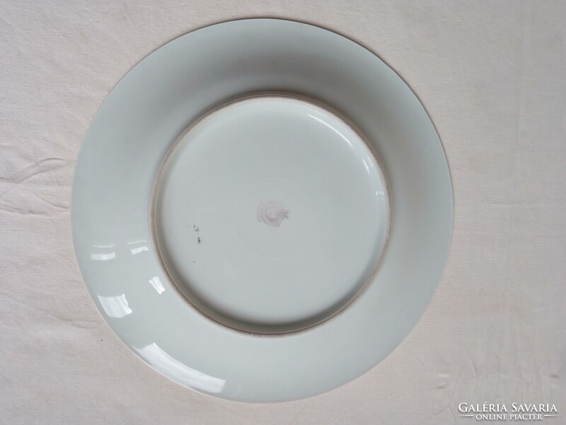 Nagyméretű régi Bavaria jelzett porcelán süteményes tál tányér dísztányér őszirózsa virág minta 27cm