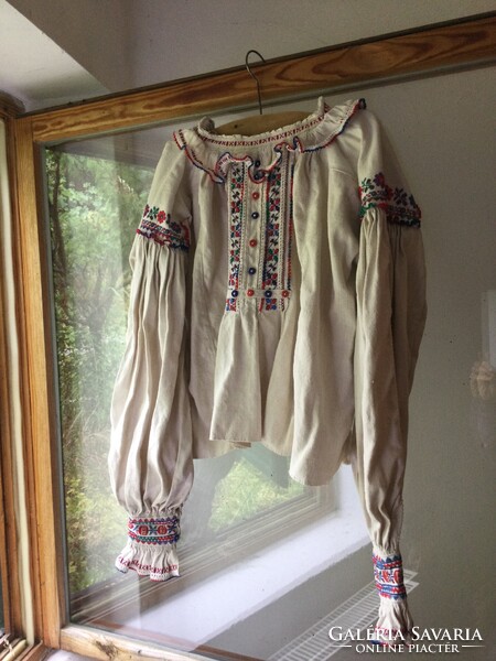 Régi natúr vászon lenvászon hímzett erdélyi paraszt ing blúz ümög