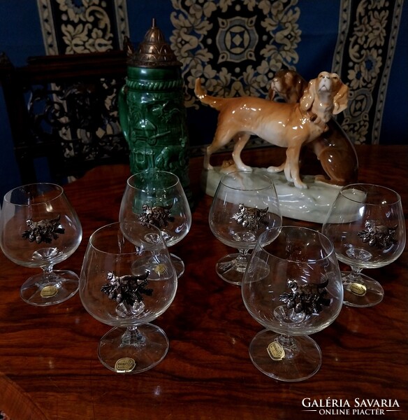 Vadászoknak   6db  2.5db űrtartalomú Talpas Konyakos pohár -Brandys pohár  (Bohemia Glass)  Újszer