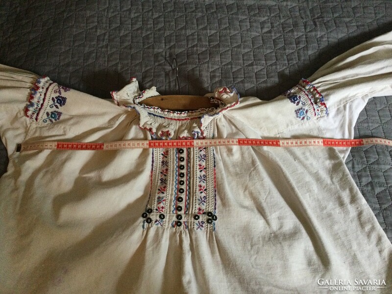 Régi natúr vászon lenvászon hímzett erdélyi paraszt ing blúz ümög