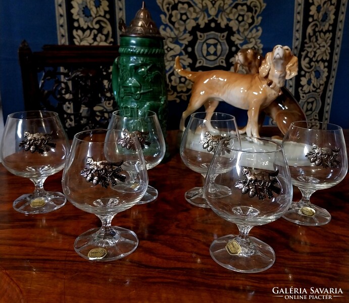 Vadászoknak   6db  2.5db űrtartalomú Talpas Konyakos pohár -Brandys pohár  (Bohemia Glass)  Újszer