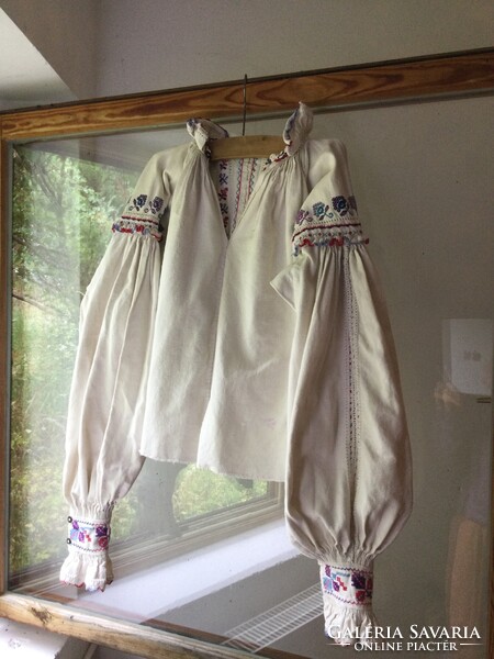 Régi natúr vászon lenvászon hímzett erdélyi paraszt ing blúz ümög