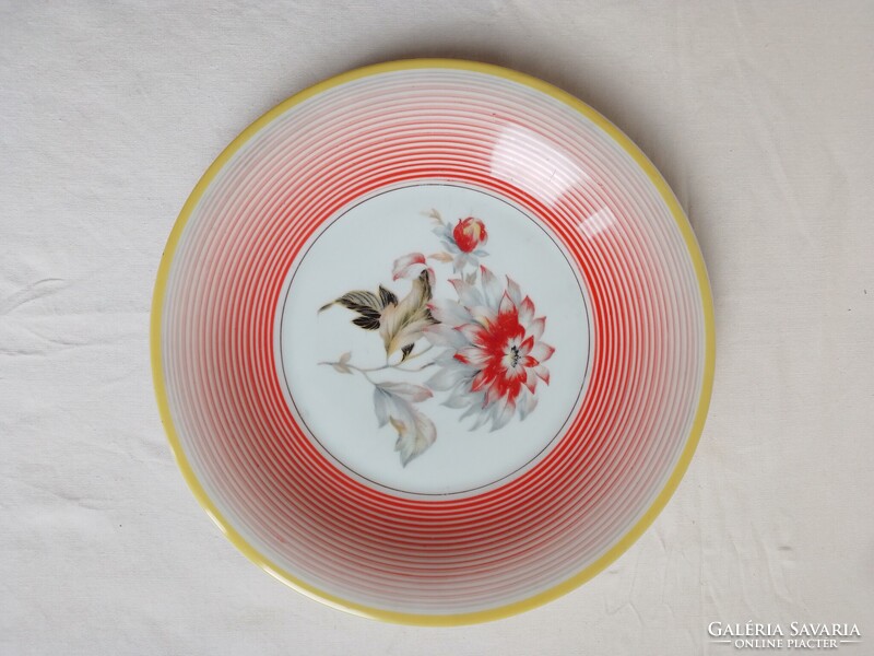 Nagyméretű régi Bavaria jelzett porcelán süteményes tál tányér dísztányér őszirózsa virág minta 27cm