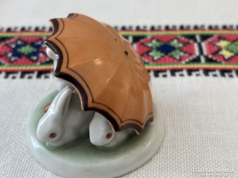Kőbányai/Drasche porcelán nyuszik esernyővel