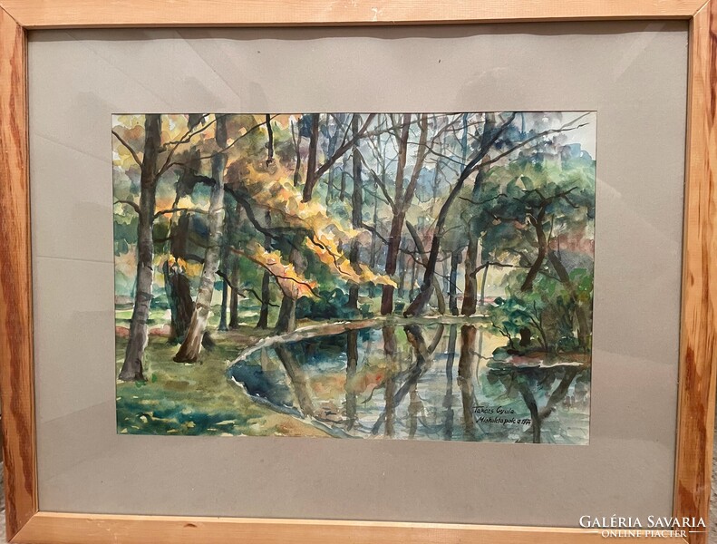 Watercolor landscape, Miskolctapolca (Gyula Takács, 1974)