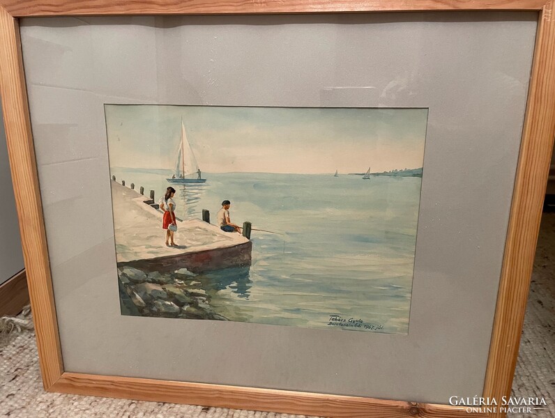 Watercolor still life, Balatonalmádi (Gyula Takács, 1967)