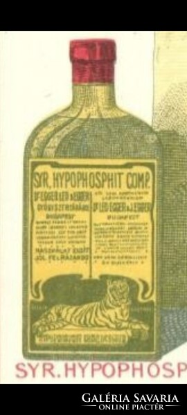 Syr. Hypophosphit. Dr. Egger Leó és Egger Izidor gyógyszerészek köhögés elleni szirupos üveg 1910