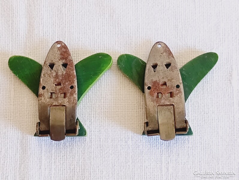 Ruhacsipesz 02 - Celluloid korai műanyag art deco 1930-as évek 2db ruhacsat egyben klipsz
