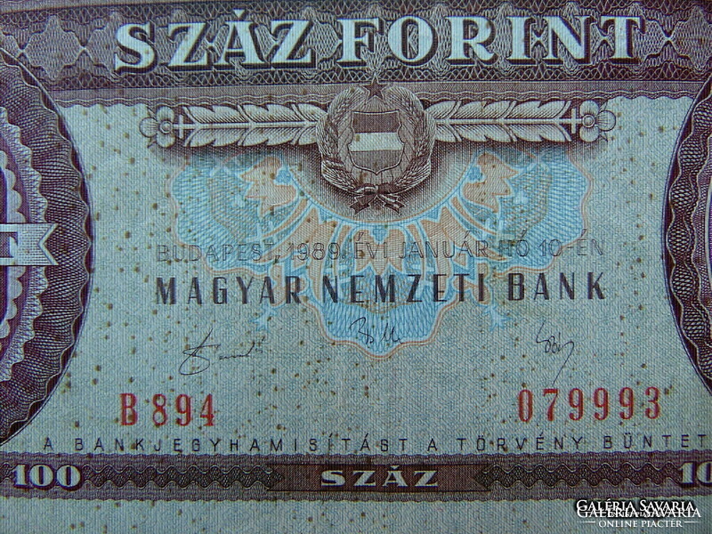 100 forint 1989 B 894 Nyomdahibás bankjegy !