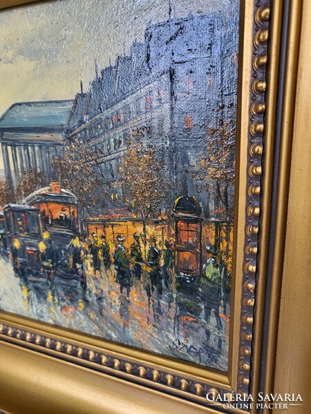 Szert  Károly festmények Szajnapart. 30x24 cm,  Moulin Rouge 30x24 cm, Esős Párizs II 30x20 cm.