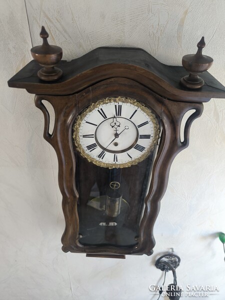 Biedermeier hegedűtok Falióra, könyvtár óra 1800-as évek. Rövid ingàs ritkaság díszes ringgel !