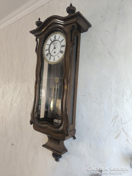 Biedermeier hegedűtok Falióra, könyvtár óra 1800-as évek. Rövid ingàs ritkaság díszes ringgel !