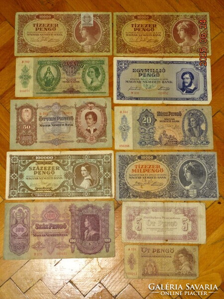 11 DB. VEGYES KÜLÖNFÉLE PENGŐ BANKJEGY PAPÍRPÉNZ BANKÓ 1930 - 1946