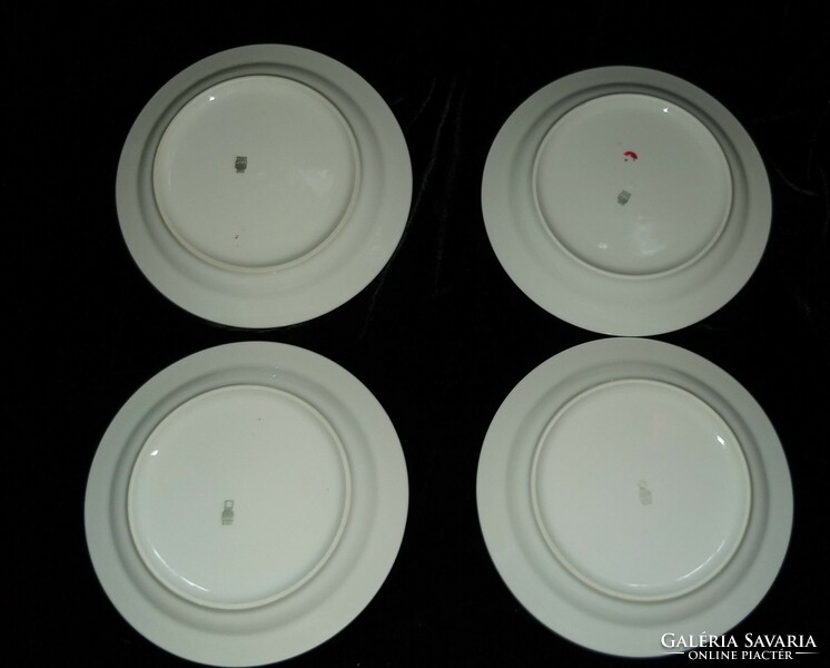 Zsolnay porcelán desszertes tányér piros fekete csíkos 19 cm
