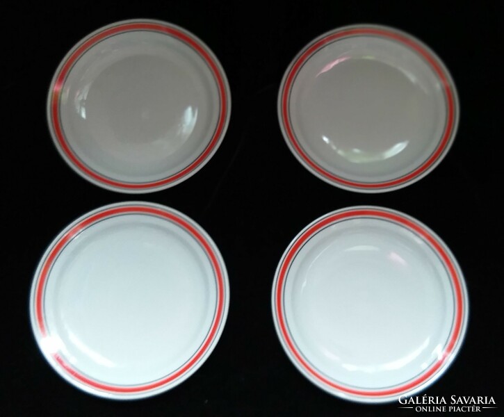 Zsolnay porcelán desszertes tányér piros fekete csíkos 19 cm