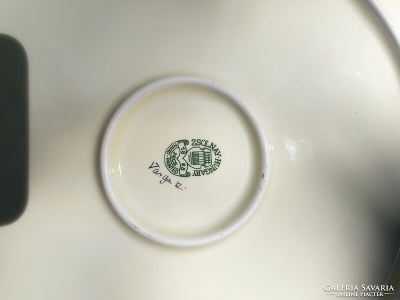 Zsolnay pillangómintás nagyméretű dísz tányér, pillangó mintás falitányér tál