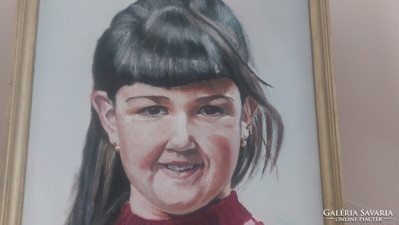 (K) Zagyva Sándor portréfestmény 45x61 cm kerettel