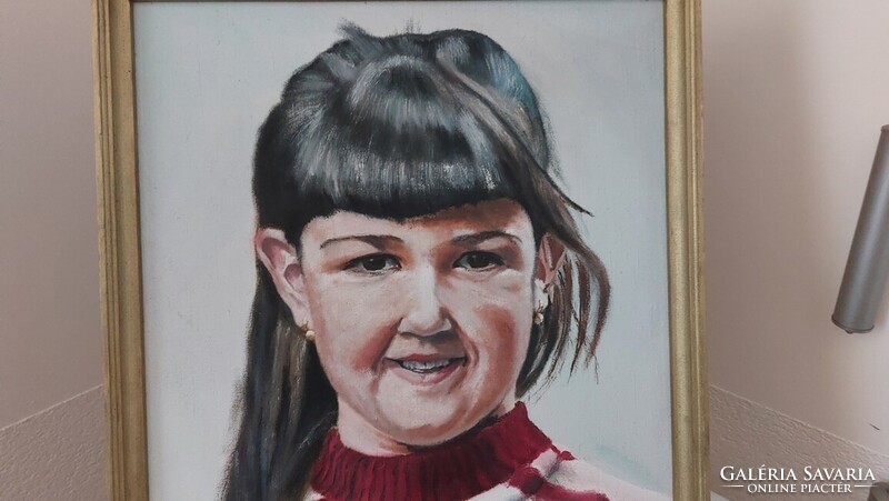 (K) Zagyva Sándor portréfestmény 45x61 cm kerettel
