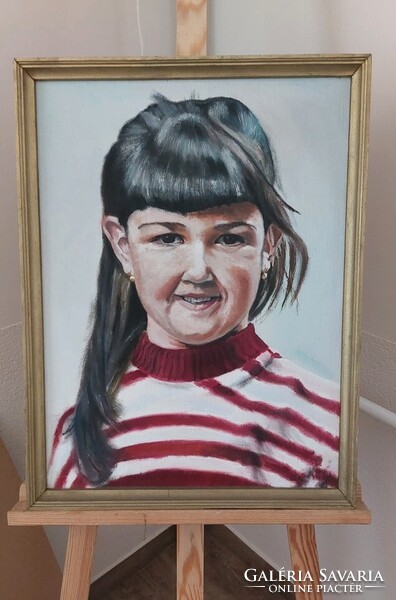 (K) Zagyva Sándor portréfestmény 45x61 cm kerettel