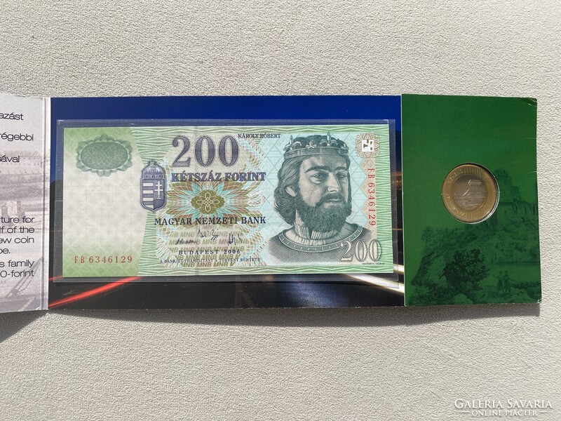 2009 200 Forint elsőnapi veret bliszter + 200 Forint UNC bankjegy, ALACSONY SORSZÁM: 00908