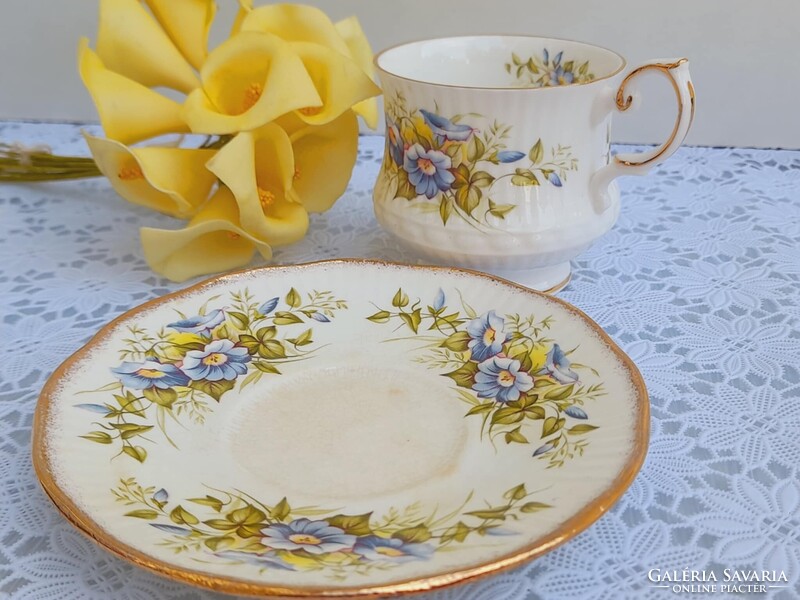 Angol finom csont porcelán virágmintás teás szett