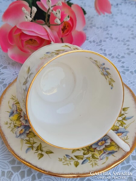 Angol finom csont porcelán virágmintás teás szett