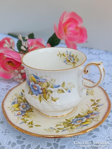Angol finom csont porcelán virágmintás teás szett