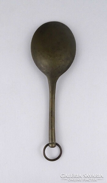 1W244 Régi nagyméretű réz kanál, merőkanál 22 cm