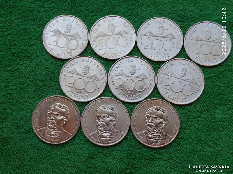 1994  SZÉP EZÜST 200 FORINTOS  RITKÁBB ÉVJÁRAT  10 darab