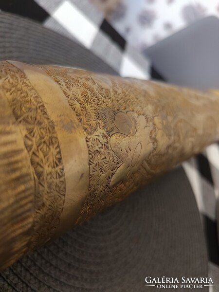 Régi Réz Töltényhüvely Hadifogoly Váza Háborús Emlék ágyúhüvely váza