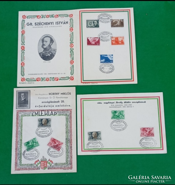 3 db emléklap első napi bélyegzéssel / egyben /