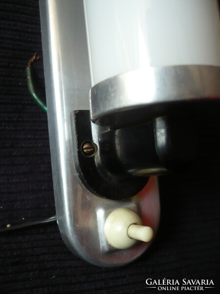 Régi Art Deco Üveg Cső Búrás Éjjeli Lámpa