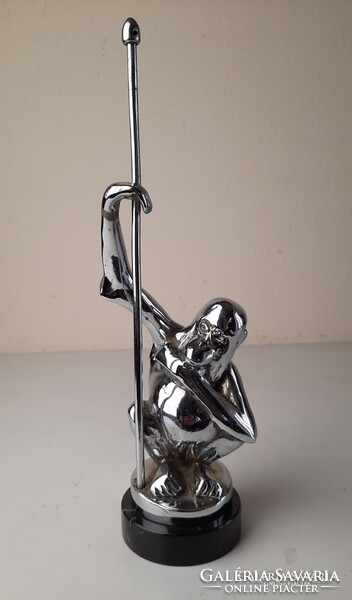 Edouard-Marcel Sandoz "Ca Gratte, 1919" krómozott bronz szobor márvány talpon, jelzett