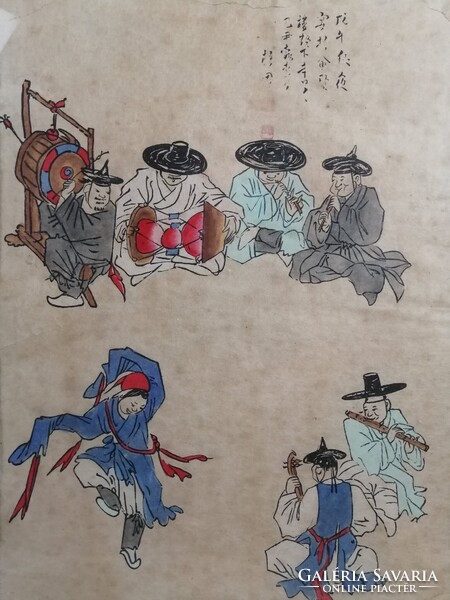 ANTIQUE KOREAN WOODCUT - KOREAI ZENÉSZEK - ANTIK FAMETSZET