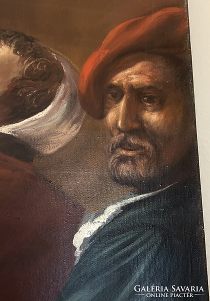 Dr. Bajkai Braun Géza festőművész Étkezők című nagyméretű festménye