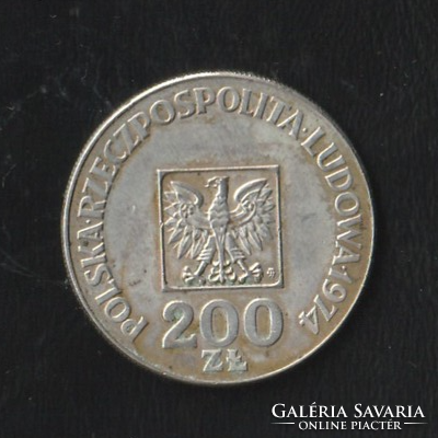 200 Zloty 1974 30 évforduló Népköztársaság.