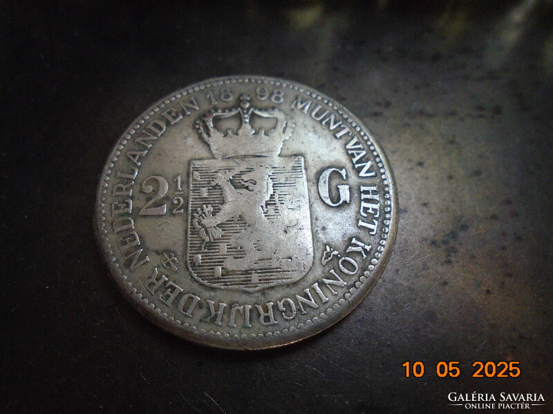 1898   2 1/2 Gulden Wilhelmina 945/1000 ezüst holland pénzérme