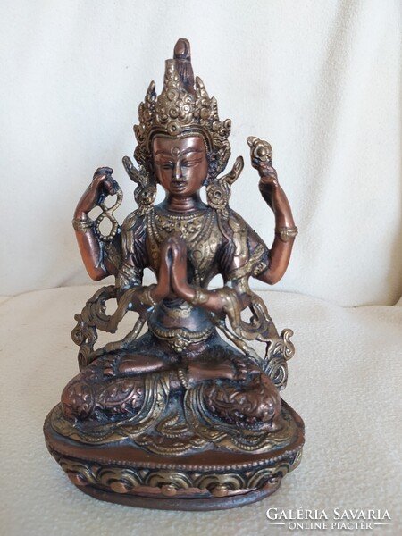 Keleti bronz szobor finom kidolgozású, hibátlan, 21 cm, 1 kg