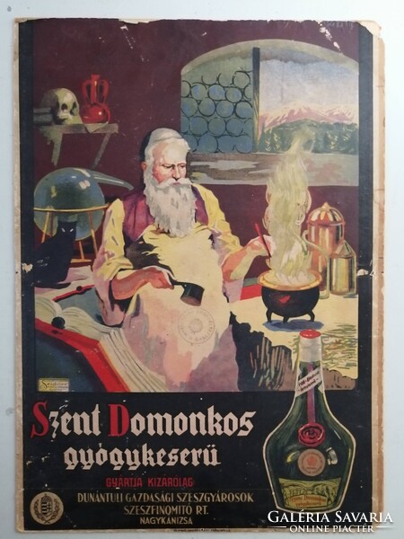 SZENT DOMONKOS GYÓGYKESERŰ - HÁTOLDALÁN FESTMÉNY, TALÁN EDVI ILLÉS ALADÁR