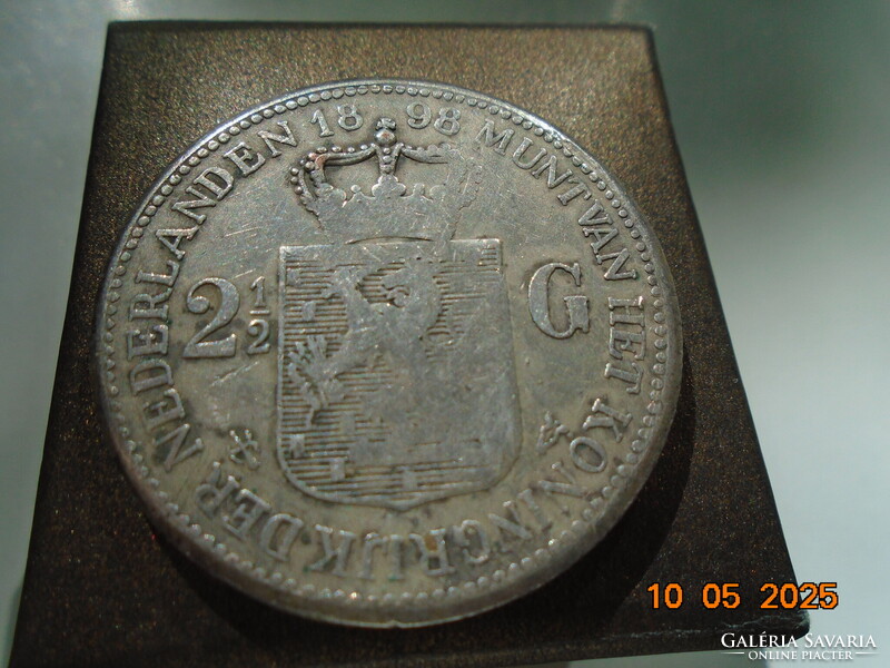 1898   2 1/2 Gulden Wilhelmina 945/1000 ezüst holland pénzérme